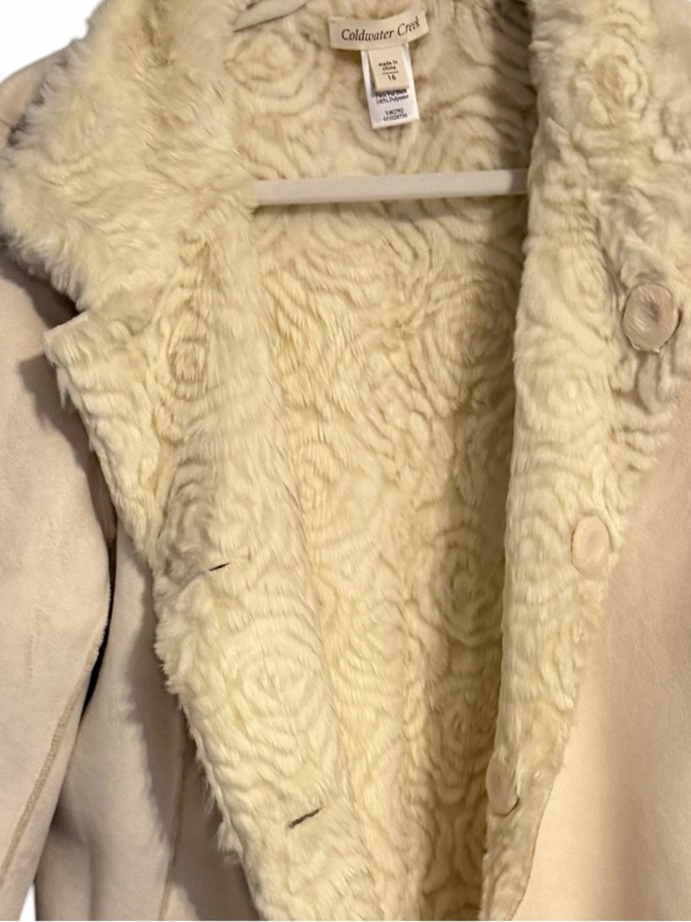 Coldwater Creek NWT Reversible Faux Fur Coat Ivory Shearling Quiet Luxury 16 - Picture 4 of 9